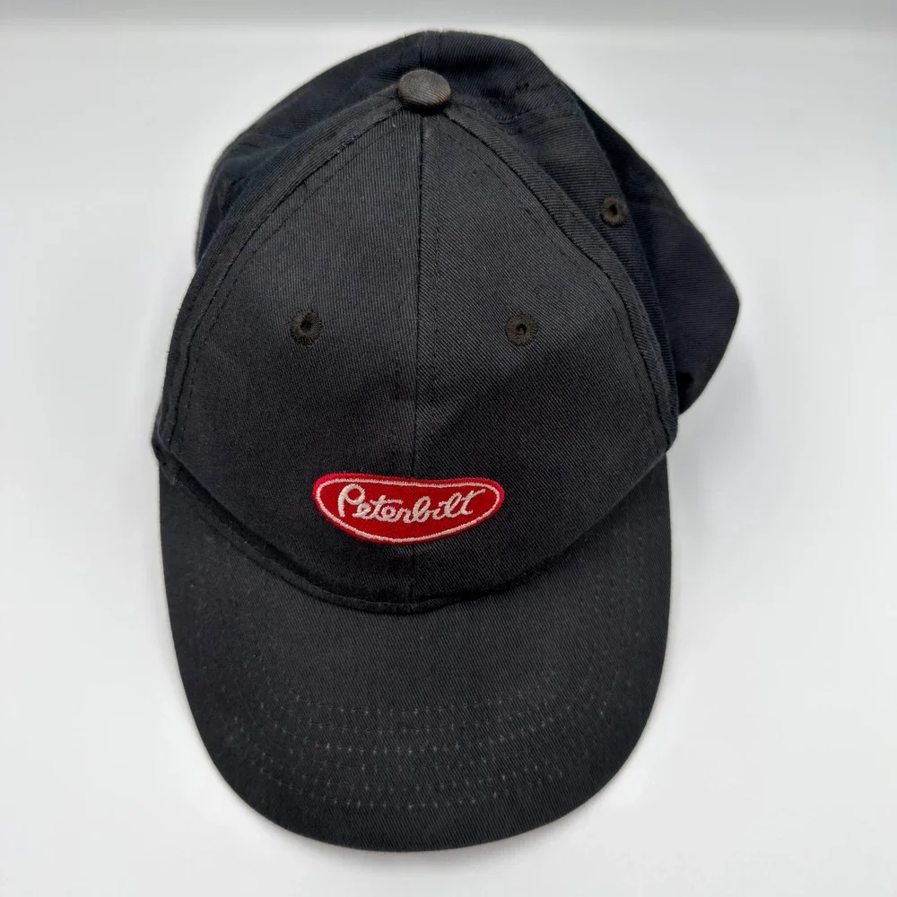 Youth Peterbilt Baseball Hat Black Red Oval Logo Trucker Cap Adjustable Strap